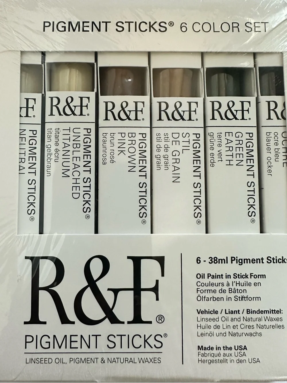 R&FPigment Sticks 6-Color Set – Earth Tones, 38ml